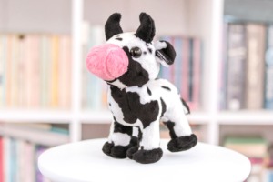 Plush <b>Cow</b> Stuffed Animal Black White Spotted Soft Toy with Red Horns 11CM-30CM for Kids Age 2-4 Years Unisex - Product Image 4