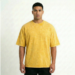 Camiseta Oversize de Algodón 100% Pesado con Lavado Ácido y Logotipo Personalizado en Relieve para Hombre, Estilo Urbano - Product Image 5
