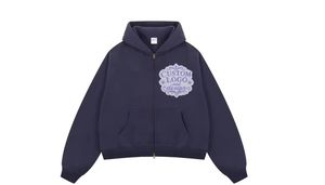 Sweat à capuche oversize vintage délavé coupe carrée épaules tombantes broderie vieillie strass fermeture éclair sur le devant pour homme - Product Image 2