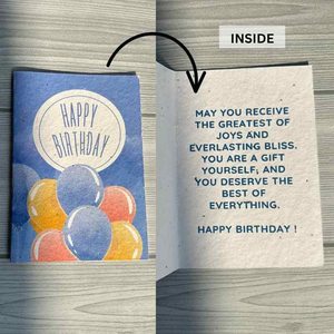 Carte de vœux robuste avec message d'anniversaire imprimé et finition papier naturel, élégante et stylée, sur le thème de la fête - Product Image 2