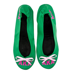 Ballerines portables vertes et roses avec pochette de transport, chaussures de voyage pliables, légères et confortables, à enfiler, pour femmes - Product Image 2