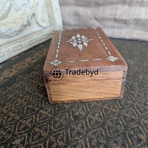 Tradebyd Luxury Polished Wood Decorative <b>Box</b> Handmade Jewelry <b>Storage</b> Gift <b>Box</b> for Elegant Home Decor - Product Image 3