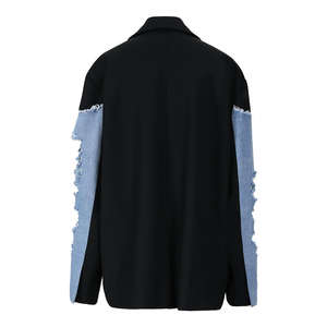 Nouvelle veste en jean oversize pour homme, style streetwear, col montant, logo frontal, vintage, manches longues - Product Image 2