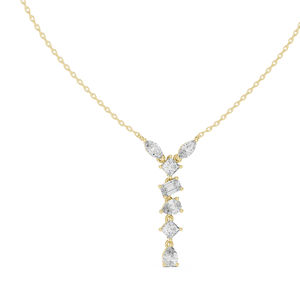 Pendentif en or jaune 14 carats avec émeraude marquise, princesse et diamant poire de laboratoire pour femme |   Vêtements de mariage |   Nouveau diamant cultivé - Product Image 1
