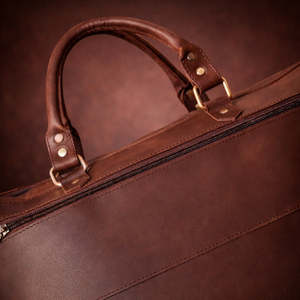 Genuine Leather Brown Large Capacity Laptop <b>Bag</b> Briefcase Crossbody <b>Computer</b> Handheld Business Travel <b>Bag</b> - Product Image 5