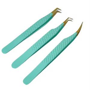 ชุดแหนบต่อขนตาสแตนเลสแบบแม่นยำ ปลายเรียบ สีเทอร์ควอยซ์ 3 ชิ้น - Product Image 1