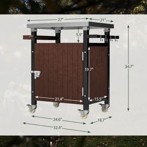 Isole e Carrelli da Cucina per Esterni con Piano in Acciaio Inox, Carrello Grill Impermeabile, Isola Cucina da Patio con Ruote, Ganci e Porta Spezie - Product Image 2