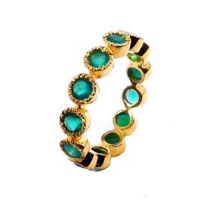 Party Wear 925 Sterling Silver Gold Plated Jewelry <b>Green</b> onyx Gemstone Women Wear Classic <b>Ring</b> - Product Image 3