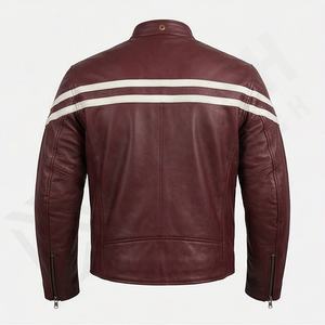 Veste en cuir de vachette véritable NAI-0469A, style motard, poches zippées, motif ventilé, veste de moto de couleur personnalisée - Product Image 2