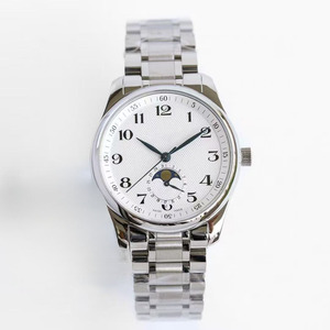 Montre mécanique automatique pour homme, bracelet en acier inoxydable de luxe Eternal Platinum, cadran noir, décontractée, voyage, affaires, phase de lune - Product Image 4