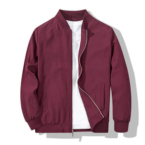 Veste bomber en toile violette pour homme Econex Sports, col montant, fermeture éclair, coupe décontractée, coupe-vent, respirante, polyester, automne - Product Image 1