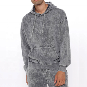 Ensemble de survêtement unisexe en coton 100% avec sweat à capuche et pantalon de jogging délavé à l'acide, chaud, pour l'automne, style sportswear et streetwear décontracté - Product Image 3