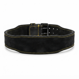 Ceinture de musculation en cuir noir et jaune de haute qualité avec boucle réglable, soutien lombaire pour haltérophilie - Product Image 4