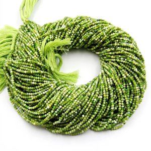 Perles facettées en opale verte naturelle, taille 2 mm, longueur 13 pouces - Product Image 1