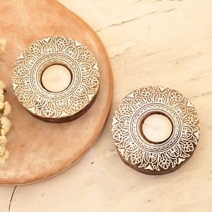 Portavelas Mandala de Madera Hecho a Mano, Soporte para Velas de Té, para Decoración de Estudio de Yoga, Hogar, Templo y Ocasiones Festivas - Product Image 5