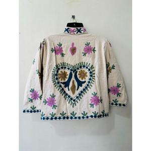Chaqueta Bomber de Algodón Tejida a Mano con Cuello Mao, Manga Larga, Estampado Floral, para Invierno y Otoño, Corta, de Lona Ecológica - Product Image 5