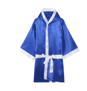 PROFIT SPORTS Robe à capuche en satin rouge, bleu et noir avec ceinture à bordure blanche, pour l'entraînement aux arts martiaux, toutes saisons, respirante, en polyester - Product Image 5
