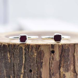 Raw Garnet Silver Plated <b>Ring</b> 5 to 7mm Electroplated Engagement <b>Ring</b> Handmade <b>Statement</b> Jewelry Gift for Women - Product Image 2