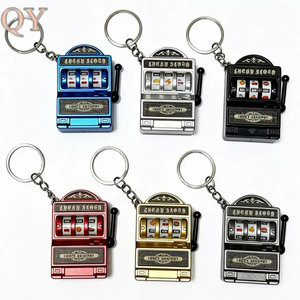 QY Retro Slot Machine Keychain Korean Style Electroplated Resin Fruit Game Pendant Bag Charm Stress Relief Toy Gift - Product Image 1