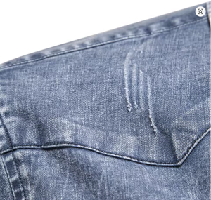 เสื้อเชิ้ตยีนส์แขนยาวทรงสลิมฟิตสำหรับผู้ชาย กระดุมหน้า ผ้าฝ้ายโพลีเอสเตอร์ระบายอากาศได้ดี สไตล์วินเทจลำลอง - Product Image 3