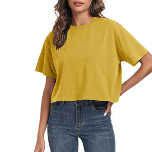 Haut court ample tendance pour femme, manches courtes, style streetwear décontracté, en coton doux et léger, idéal pour l'été - Product Image 1