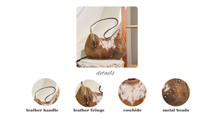 กระเป๋าหนังวัวขนาดใหญ่ทันสมัยของผู้หญิง, สินค้ามาใหม่กระเป๋าสะพายไหล่หนังแท้ลายพระจันทร์ครึ่งเสี้ยวกระดุมทองเหลืองโบราณ - Product Image 3