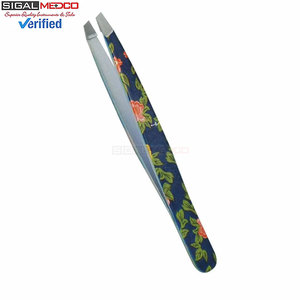 SIGAL MEDCO Best Quality Professional Stainless Steel Eyebrow Tweezers Slanted Tip Private Label Bulk Quantity - Product Image 3