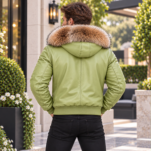 Giacca Pelle Uomo | Chaqueta De Cuero Hombre | Veste Cuir Homme | Herren Lederjacke | <b>Men's</b> Premium Leather <b>Summer</b> Bomber <b>Jacket</b> - Product Image 6