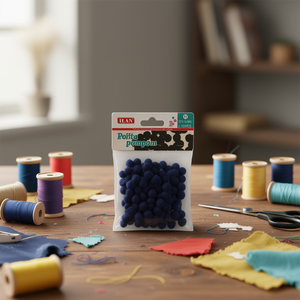 Palline Pompon ILAN 1Cm 100 Pezzi per Decorazioni Blu Marino - Product Image 2