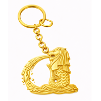Porte-clés rotatif en alliage de zinc personnalisé avec impression sérigraphiée, motif Merlion de Singapour, cadeau souvenir touristique promotionnel pas cher