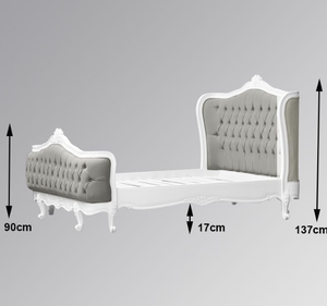 เตียงคิงไซส์สไตล์ยุโรปคลาสสิก หุ้มเบาะพร้อมหัวเตียงไม้มะฮอกกานีแบบปักลาย ดีไซน์หรูหรา - Product Image 4