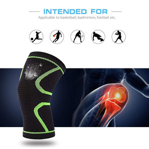 Genouillère noire avec surpiqûres vertes, soutien élastique de compression pour hommes, entraînement en salle de sport - Product Image 2