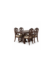 Traditional Wooden Rectangle Dining Table Set with <b>6</b> <b>Chairs</b> Antique Design Stable Base Home Furniture - Product Image 5
