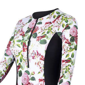 Rashguard de surf et de plongée à manches longues pour femmes, à motifs floraux, protection UV, respirant, séchage rapide, en Spandex/Polyester, pour sports nautiques - Product Image 3