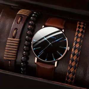 6239  4 pièces/ensemble Montre à quartz classique pour homme avec aiguilles rondes Ensemble de montres pour homme tendance Cadeau - Product Image 2