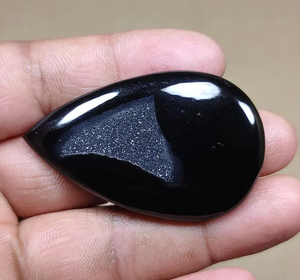 Cabochon en obsidienne naturelle en forme de poire, effet œil de chat, pierre précieuse en vrac pour la fabrication de bijoux - Product Image 3