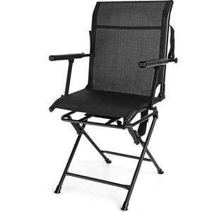 Chaise de patio pivotante avec accoudoirs et dossier en maille, design pliable - Product Image 1