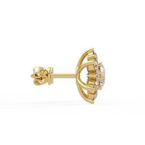 Pendientes de Lujo con Halo de Diamantes, Oro Puro de 18K, Corte Redondo, Diamantes Cultivados en Laboratorio, Certificados por IGI, Pendientes Florales de Diamantes, Joyería Fina - Product Image 4