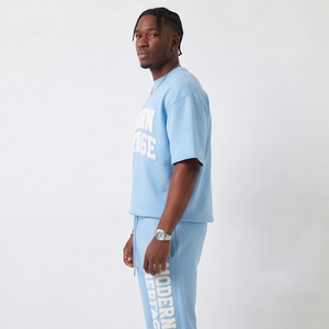 En gros, Ensemble de survêtement pour hommes avec T-shirt oversize et pantalon de survêtement évasé à coupe ample, personnalisable par impression en relief - Product Image 6