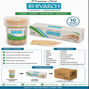 Cure-dents en bambou naturel, qualité supérieure, double pointe lisse, pour la restauration, la cuisine et les soins bucco-dentaires - Product Image 1