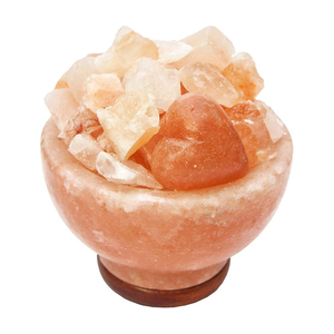 Lámpara de Sal Rosa del Himalaya de Primera Calidad con Base de Madera Tallada Moderna y Transpirable, Bolas de Masaje, Luz Nocturna Refinada y Procesada, Cuenco de Fuego - Product Image 2
