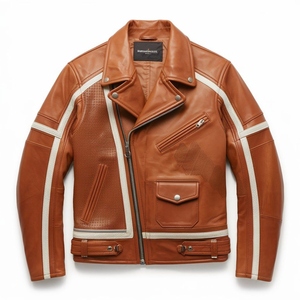 Chaqueta de Cuero Genuino de Lujo, Estilo Motero Retro, Chaqueta Clásica Informal para Hombre/Mujer, Ropa de Marca Personalizada - Product Image 6