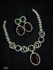 Classic American Diamond Bridal Jewelry <b>Set</b> Two-Piece Necklace and Earrings <b>for</b> <b>Wedding</b> Fashionable Classic Style - Product Image 3