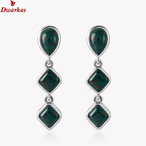 Pendientes clásicos en forma de lágrima de plata de ley 925 con piedra de sangre, pendientes de alta calidad con gemas para aniversario de boda. - Product Image 2