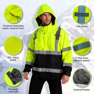 Vêtements de travail haute visibilité personnalisés de classe 3 ANSI, veste bomber réfléchissante de sécurité imperméable pour l'hiver - Product Image 4