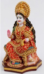 Handcrafted White Marble Swaminarayan Murti Carved Hindu Goddess Sculpture for Home Temple Decor - Product Image 4