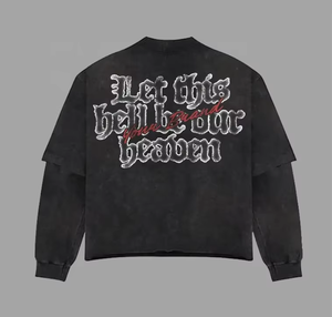 Sudadera Oversize de Cuello Redondo para Hombre, Negra, con Estampado de Llamas y Tres Perros, Estilo Casual Urbano, para Otoño - Product Image 6