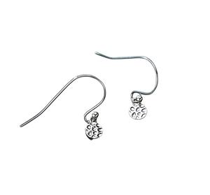 Pendientes colgantes de gancho de gota de disco martillado pequeño minimalista de Plata de Ley 925, joyería de abalorio redondo con chapado en oro para mujer - Product Image 1
