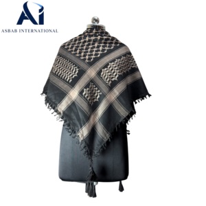 Foulards Keffiyeh Shemagh Arafat de Qualité Supérieure, Motif Géométrique à Carreaux, en Coton, Carré, pour Hommes, Durables et Respirants - Product Image 4