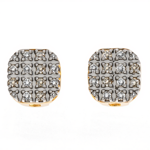 Boucles d'oreilles clous en or jaune 10 carats avec diamants naturels ronds de 0,14 ct, bijoux fins pour femmes - Product Image 5